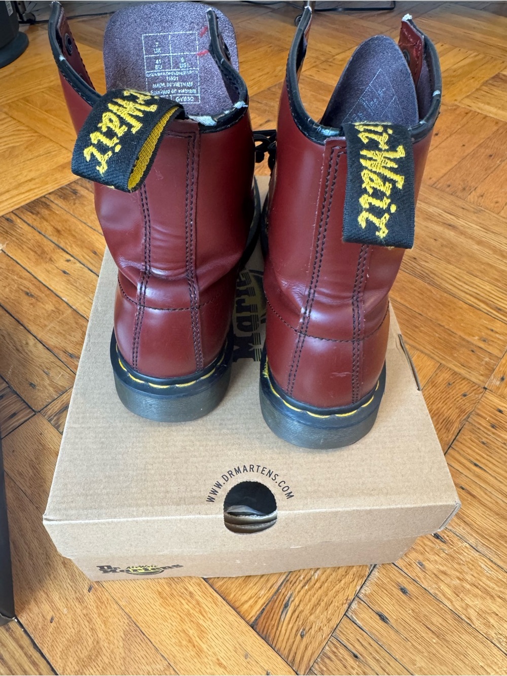 Dr. Martens 8-Eye Leather Boots in Cherry/Bordeaux - Picture 5 of 12
